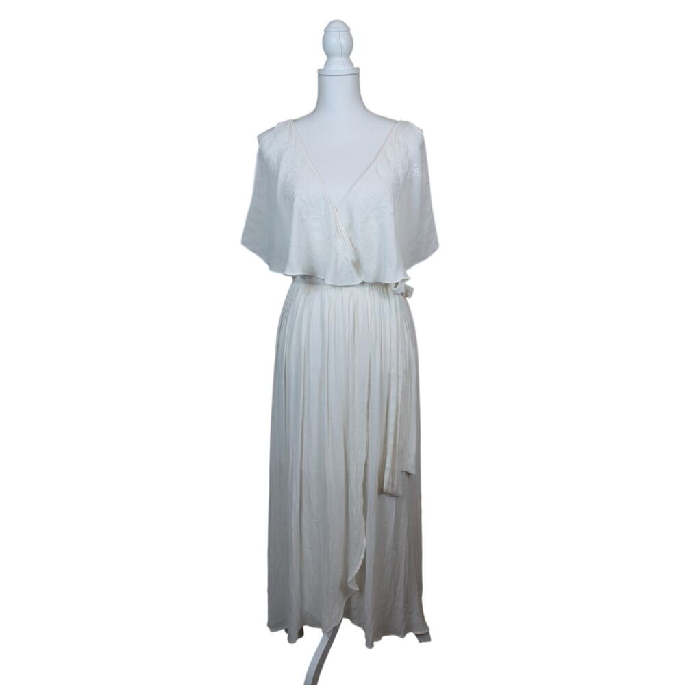 Free People Fiona Ivory Peasant Cottagecore Angelic Wrap Maxi Dress Size XS